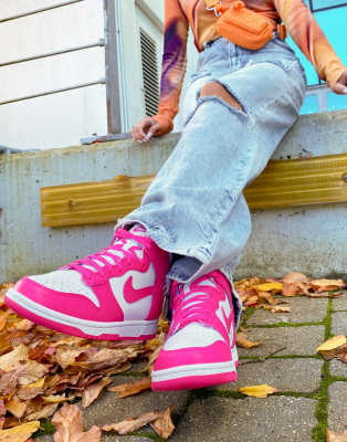 high top pink nike dunks