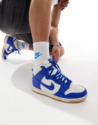 Nike Dunk High SE sneakers in white and blue ASOS