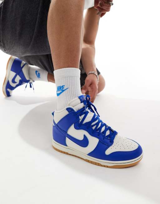 Nike dunk high blue and white hotsell