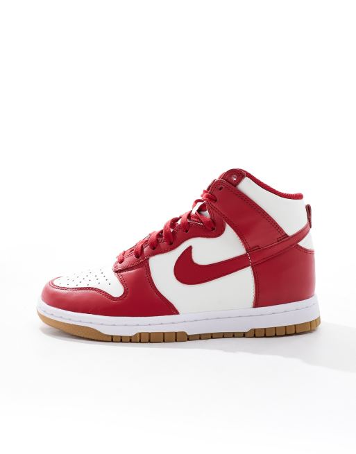 Nike Dunk High sneakers in red and white ASOS