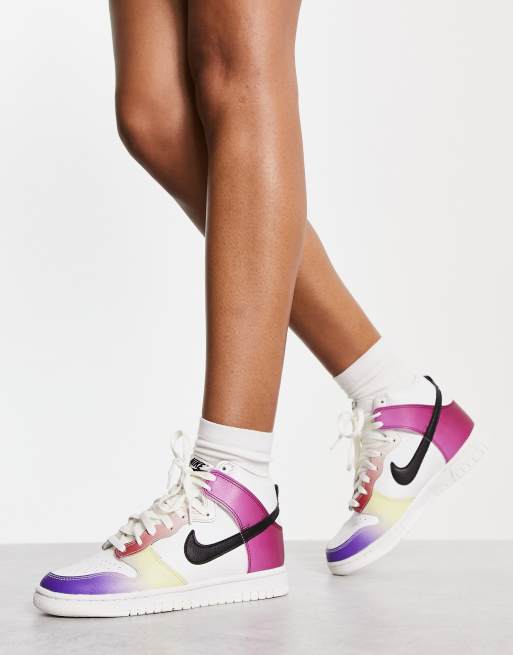 Nike Dunk High sneakers in white and red ASOS