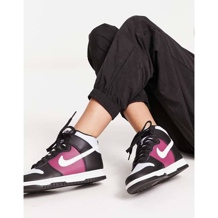 Nike Dunk High top trainers in black and rosewood ASOS