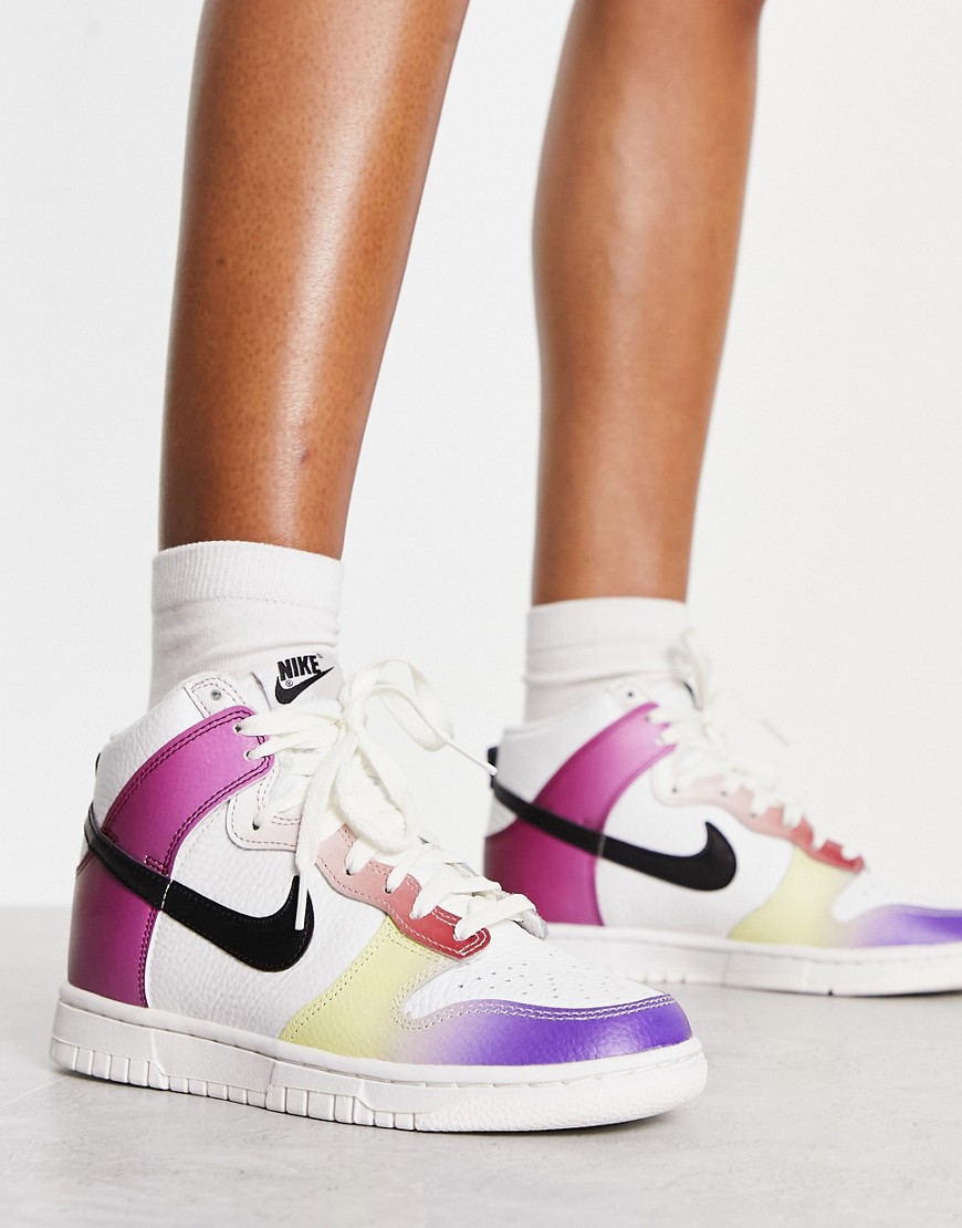 Nike Dunk High top trainers in white and multi