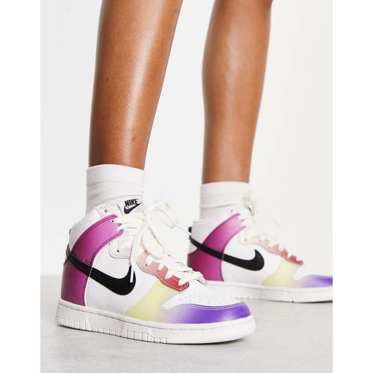 Nike Dunk High top trainers in white and multi ASOS