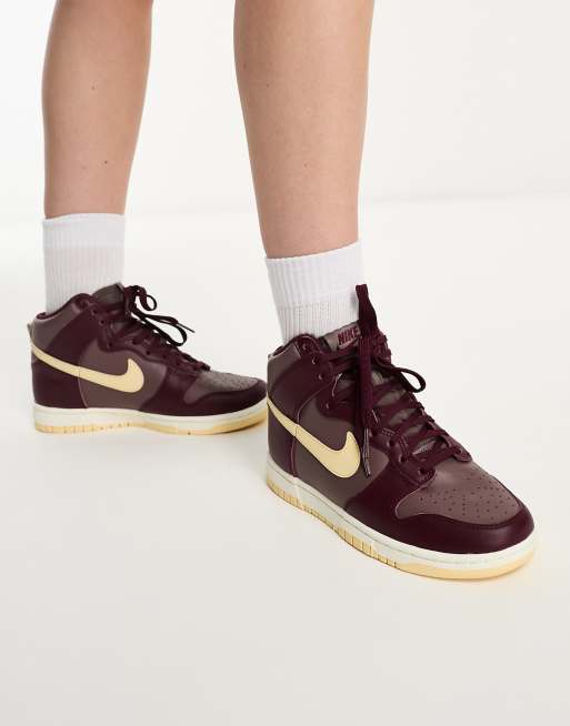 Nike Dunk high trainers in plum eclipse and night maroon