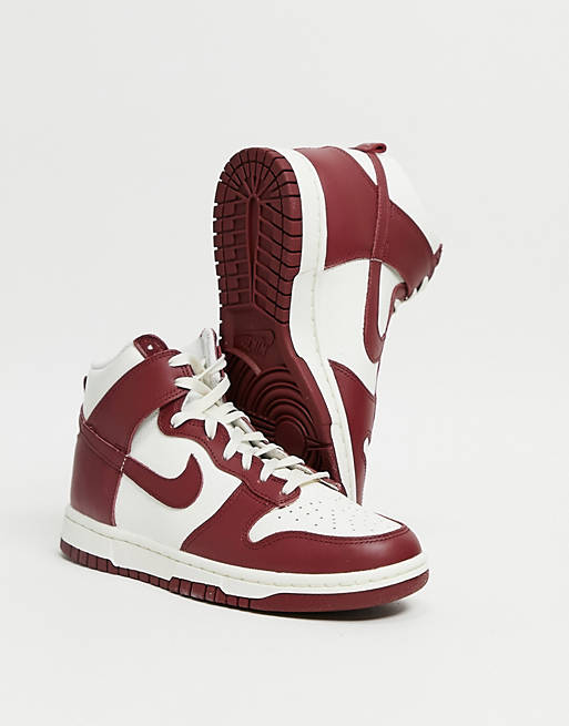 Nike Dunk High trainers in sail and team red