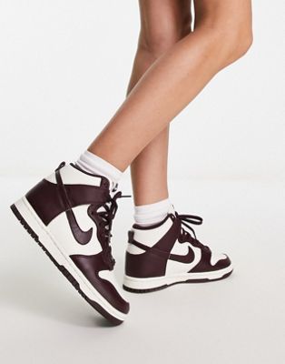 Nike Dunk High trainers in sail white and burgundy - ASOS Price Checker