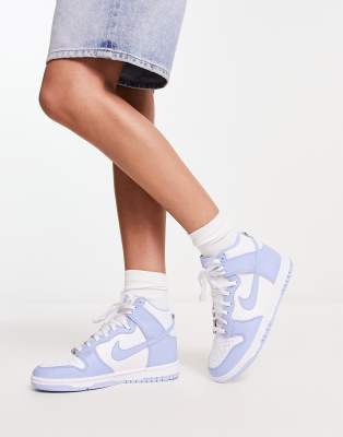 Nike Nike Dunk high trainers in white and aluminum blue