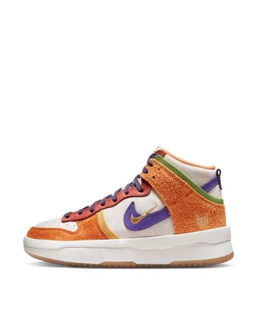 Nike Dunk high up premium sneakers in sail and canyon purple