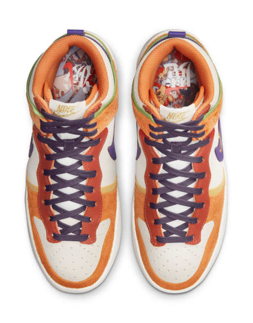 Nike Dunk high up premium sneakers in sail and canyon purple
