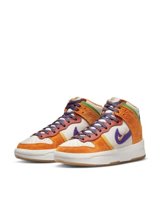 Nike Dunk high up premium sneakers in sail and canyon purple