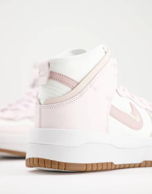 Nike – Dunk High Up – Sneaker in Leinen-Cremeweiß und Perlweiß-Rosa, 3 von 4