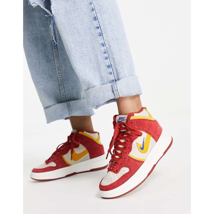 Nike Dunk High Up sneakers in white, red and yellow | ASOS