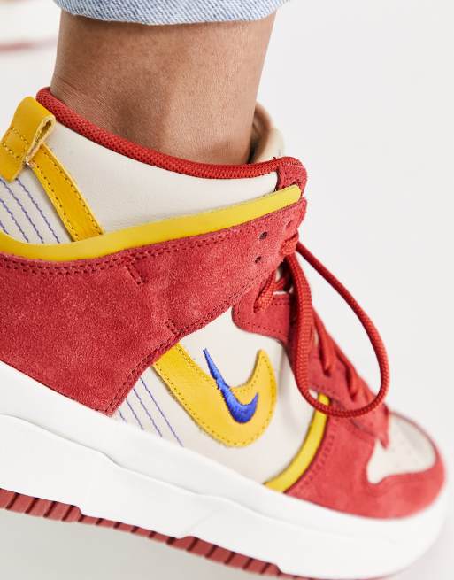 detectie Observatorium Bedreven Nike Dunk High Up sneakers in white, red and yellow | ASOS