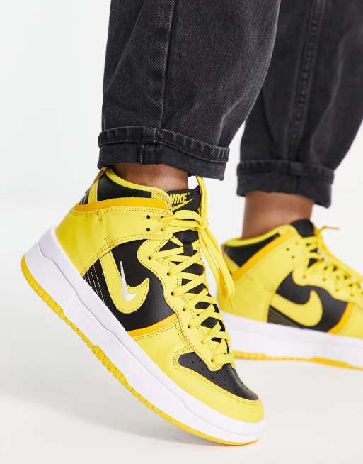 Nike Dunk High Up trainers in black and yellow gold