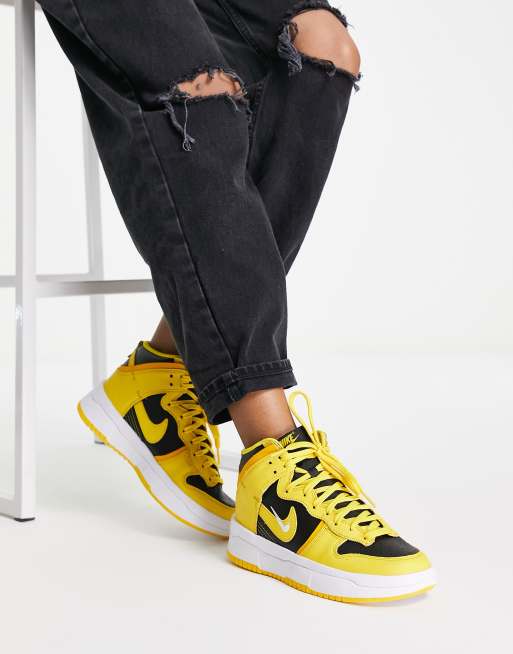 Nike Dunk High Up trainers in black and yellow gold