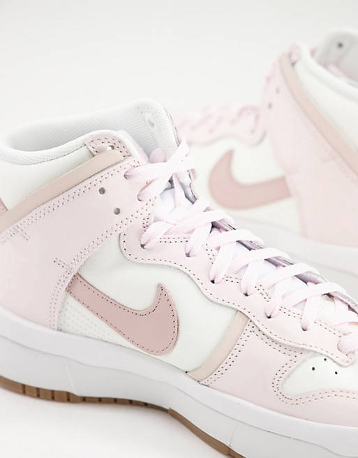 Nike Dunk High Up Trainers In Sail Cream And Pearl White Pink | Asos