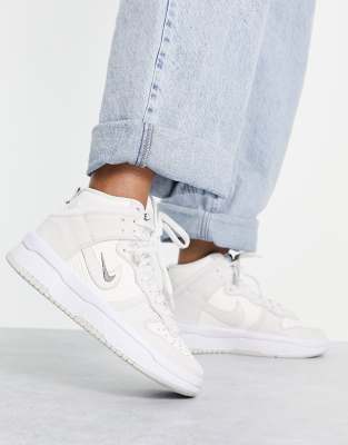 Nike Dunk High Up trainers in white and pewter