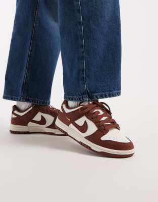 Nike - Dunk Low - Baskets basses - Blanc/marron foncé