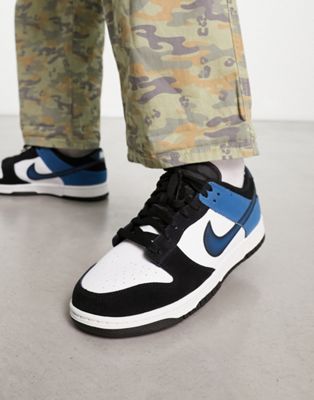 Nike Dunk Low retro trainers in black, blue and white - ASOS Price Checker