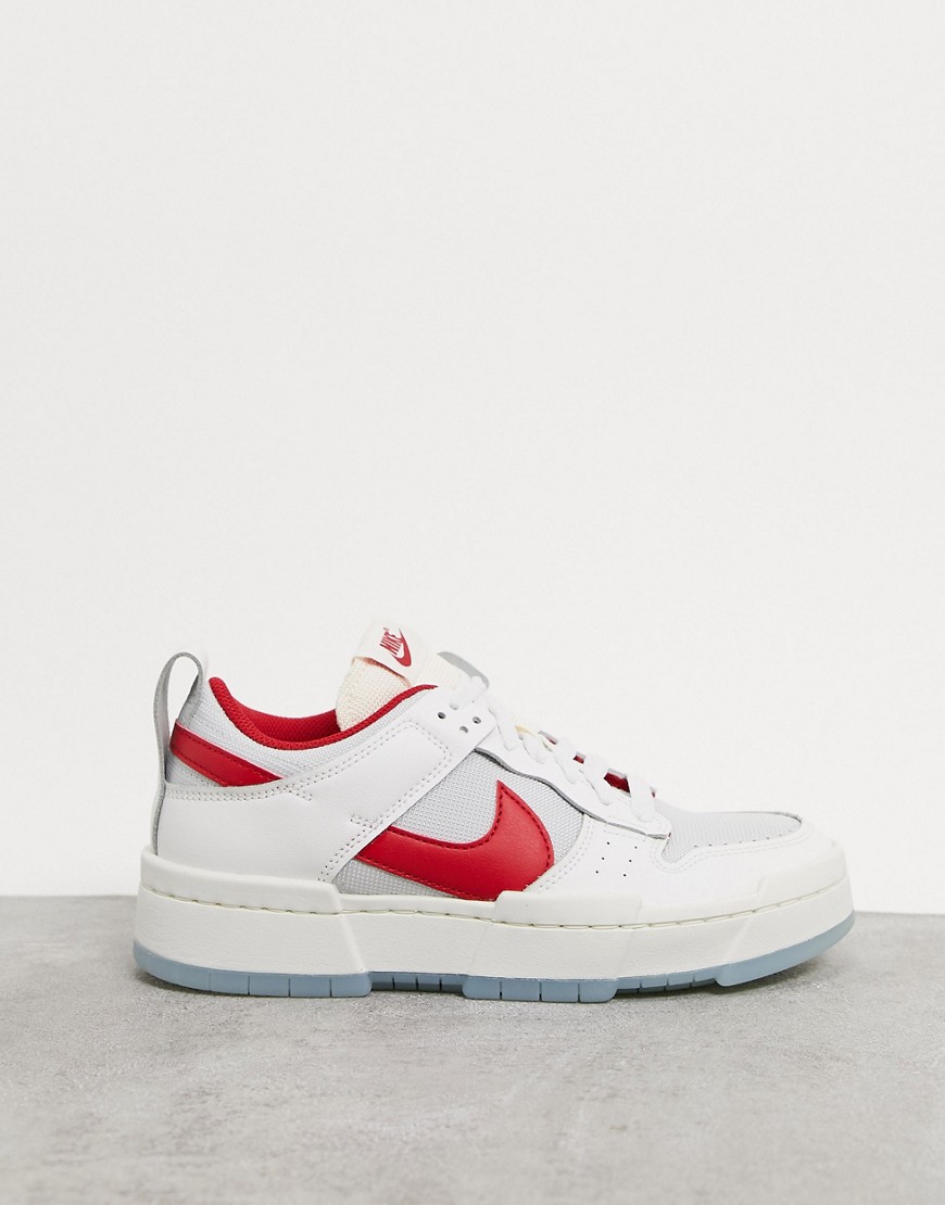Nike Dunk Low Disrupt in white and red