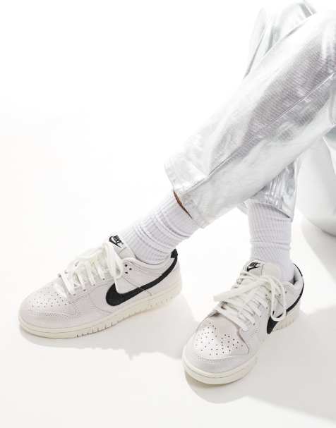 Nike Dunk Low glitter sneakers in white and black - view 1