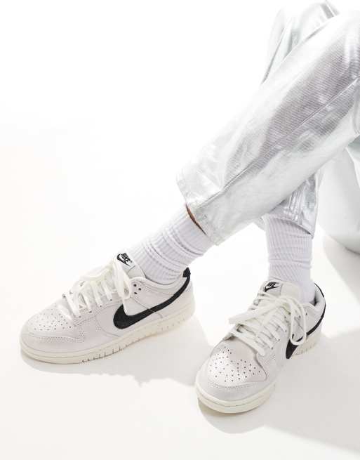 Nike Dunk Low glitter sneakers in white and black