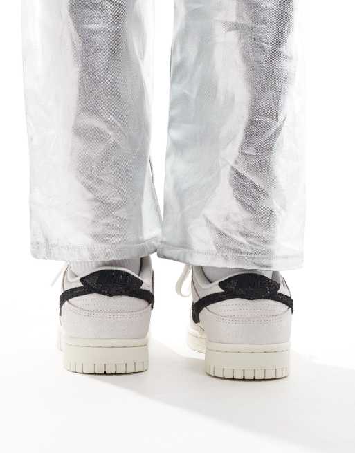Nike Dunk Low glitter sneakers in white and black