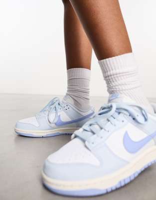 Nike Dunk High premium sneakers in white and blue