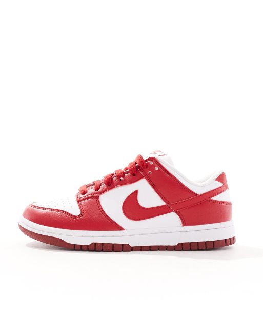 Nike Dunk Low NN unisex trainers in white and red