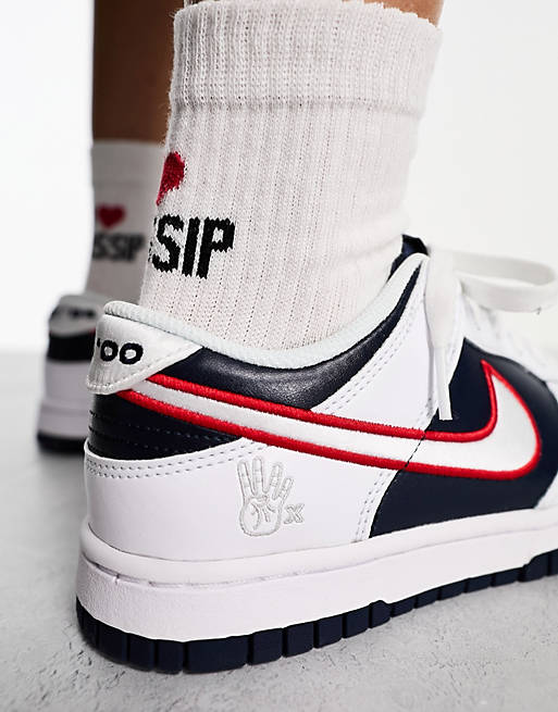 Nike Dunk Low Premium sneakers in white, red & navy | ASOS