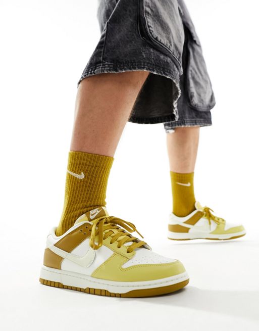 Nike - Dunk Low Retro - Baskets basses - Blanc cassé et jaune