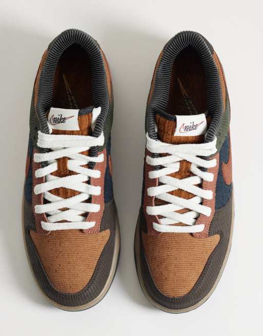 Nike Dunk low Retro PRM trainers in green cord, 3 of 5