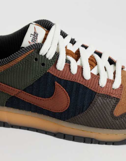 Nike Dunk low Retro PRM trainers in green cord, 4 of 5
