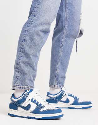 Nike Dunk Low Retro SE sneakers in white and blue | ASOS