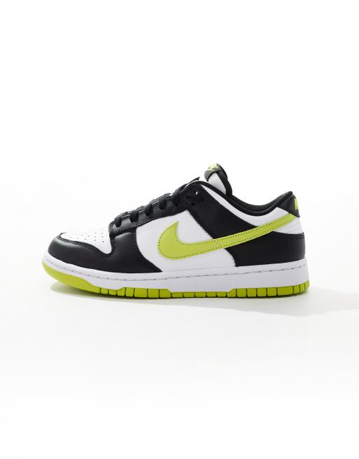 Nike Dunk Low Retro sneakers in black white and green