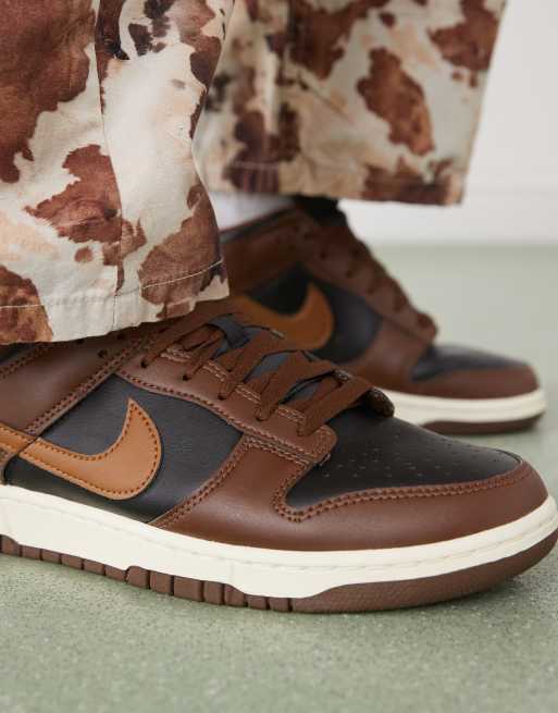 Nike Dunk Low retro sneakers in brown and black