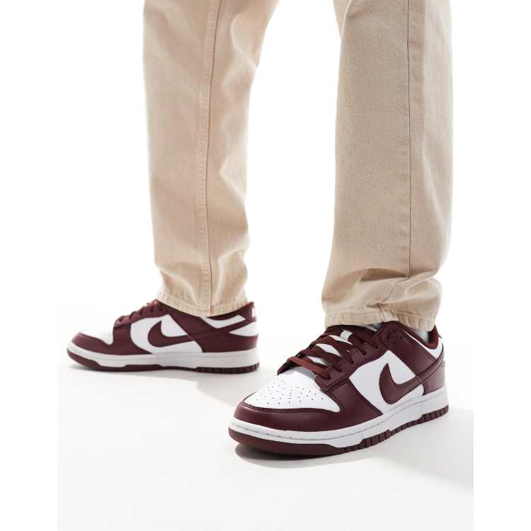 Nike Dunk Low Retro sneakers in burgundy and white | ASOS display picture 2