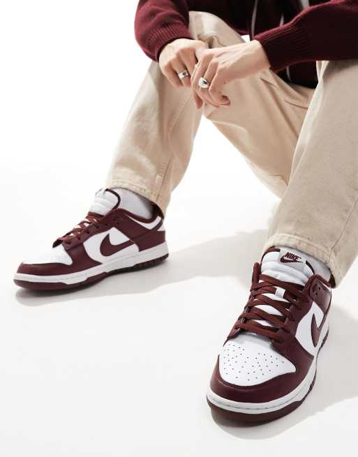 Nike Dunk Low Retro sneakers in burgundy and white , 5 of 5