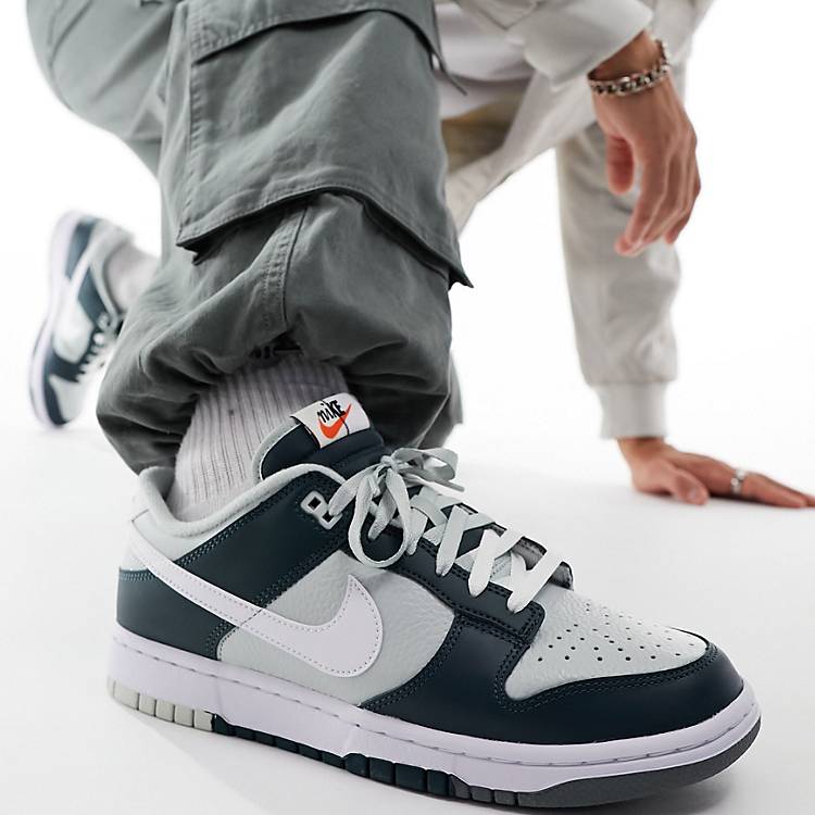 Nike Dunk Low Retro sneakers in gray and deep green