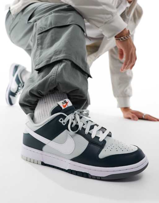 Nike Dunk Low Retro sneakers in gray and deep green