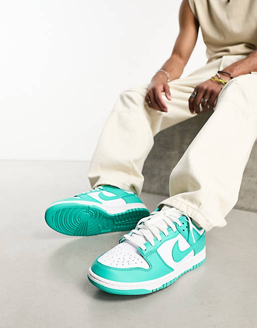 Nike Dunk Low Retro sneakers in green and white | ASOS