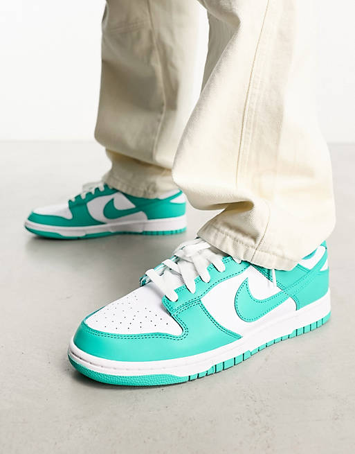 Nike Dunk Low Retro sneakers in green and white   ASOS