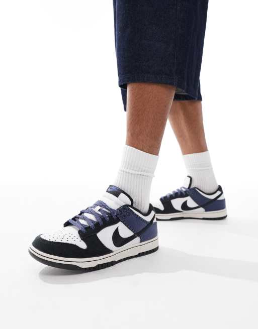 Nike Dunk Low Retro sneakers in navy and white, 3 of 5