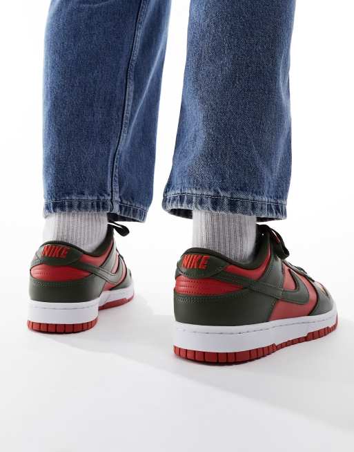 Nike Dunk Low Retro sneakers in red and khaki, 3 of 5