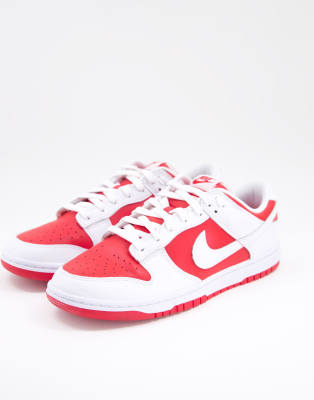 Nike Dunk Low Retro Sneakers In Red And White