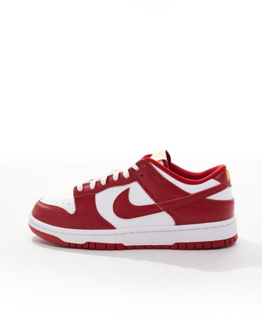 Nike Dunk Low Retro sneakers in white and red