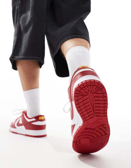 Nike Dunk Low Retro sneakers in white and red, 3 of 5