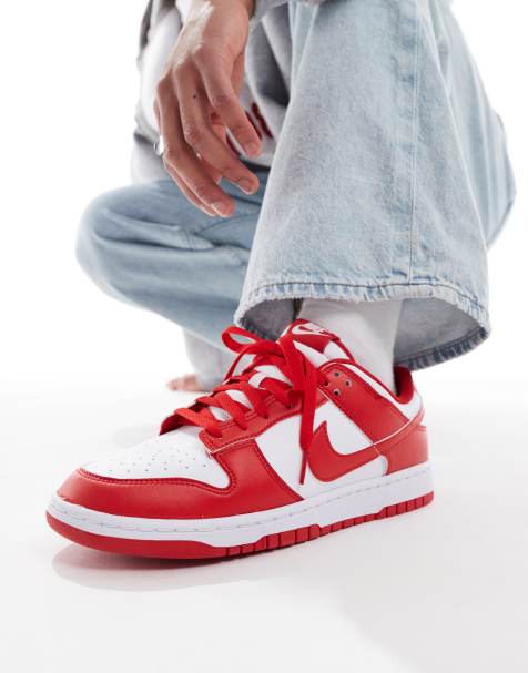 Nike Dunk Low Retro sneakers in white and red - view 1