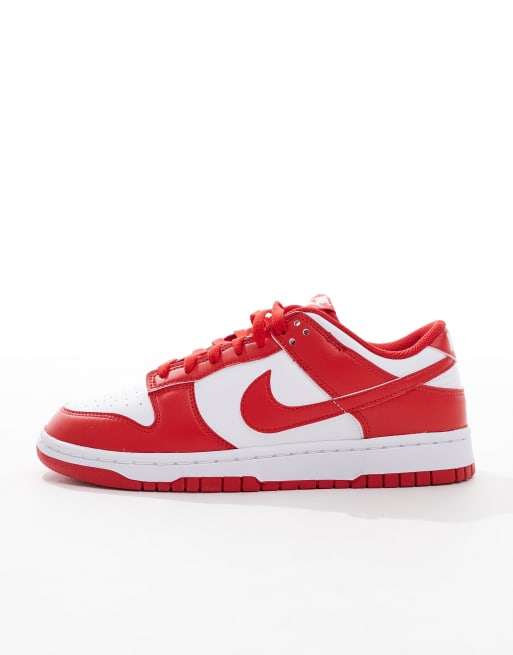 Nike Dunk Low Retro sneakers in white and red